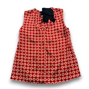 Anne Klein Womens Red Floral Sleeveless Bow Tie Back Blouse Top Med 102M1GA1477